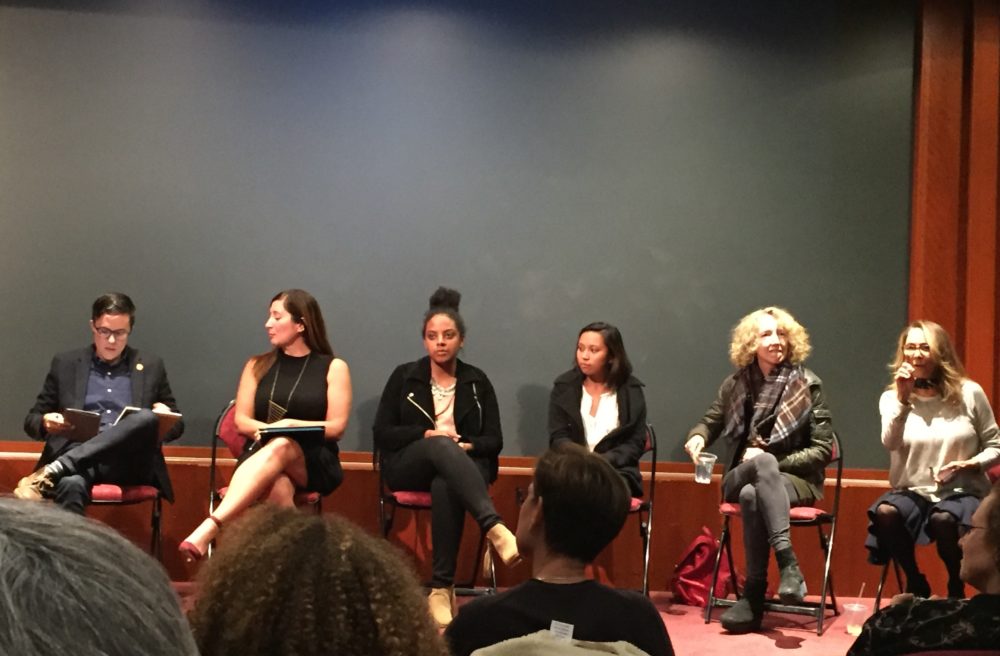 Female employees seated at "Good Girls Revolt" panel