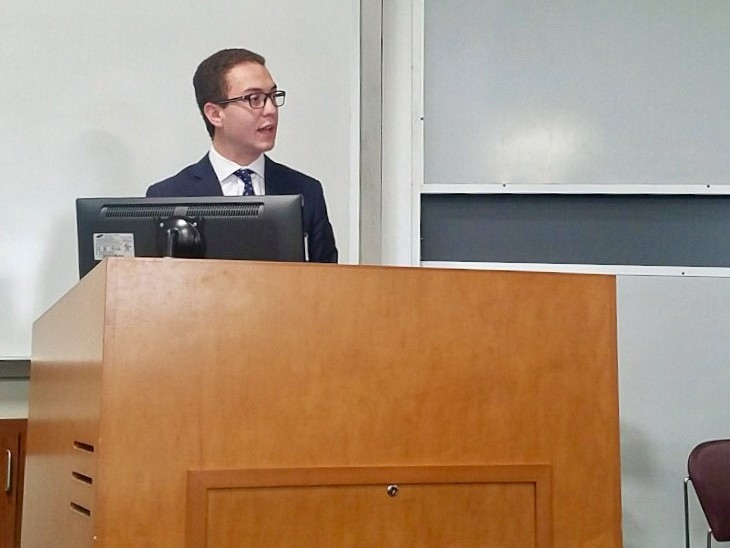 Student, Thomas Duncan, presenting at MSU
