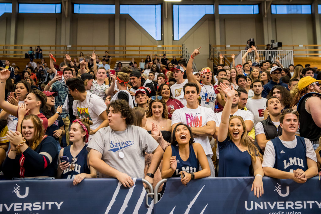 LMU Students cheer on Lions Basketball