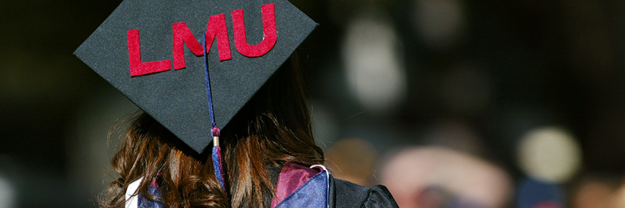 LMU decorated graduation cap