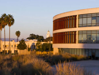 View of Hannon Library and the bluff
