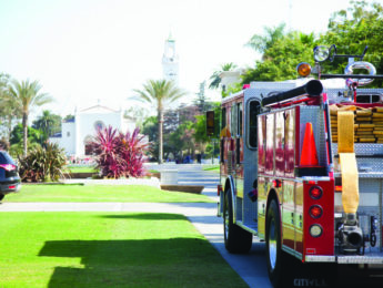 Fire truck on campus