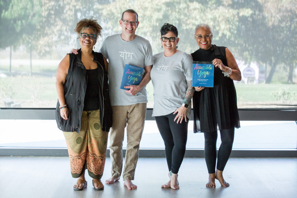 Jivana Heyman and other Accessible Yoga book launch participants at LMU Yoga Day.