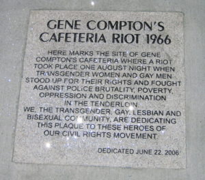 A plaque commemorating the Compton’s Cafeteria Riot of 1966