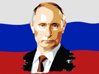 Putin image on Russian flag