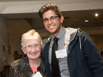 Sister Joanne Connolly and Jose Aguila ’20, student recipient