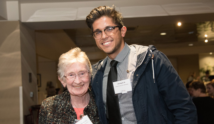 Sister Joanne Connolly and Jose Aguila ’20, student recipient