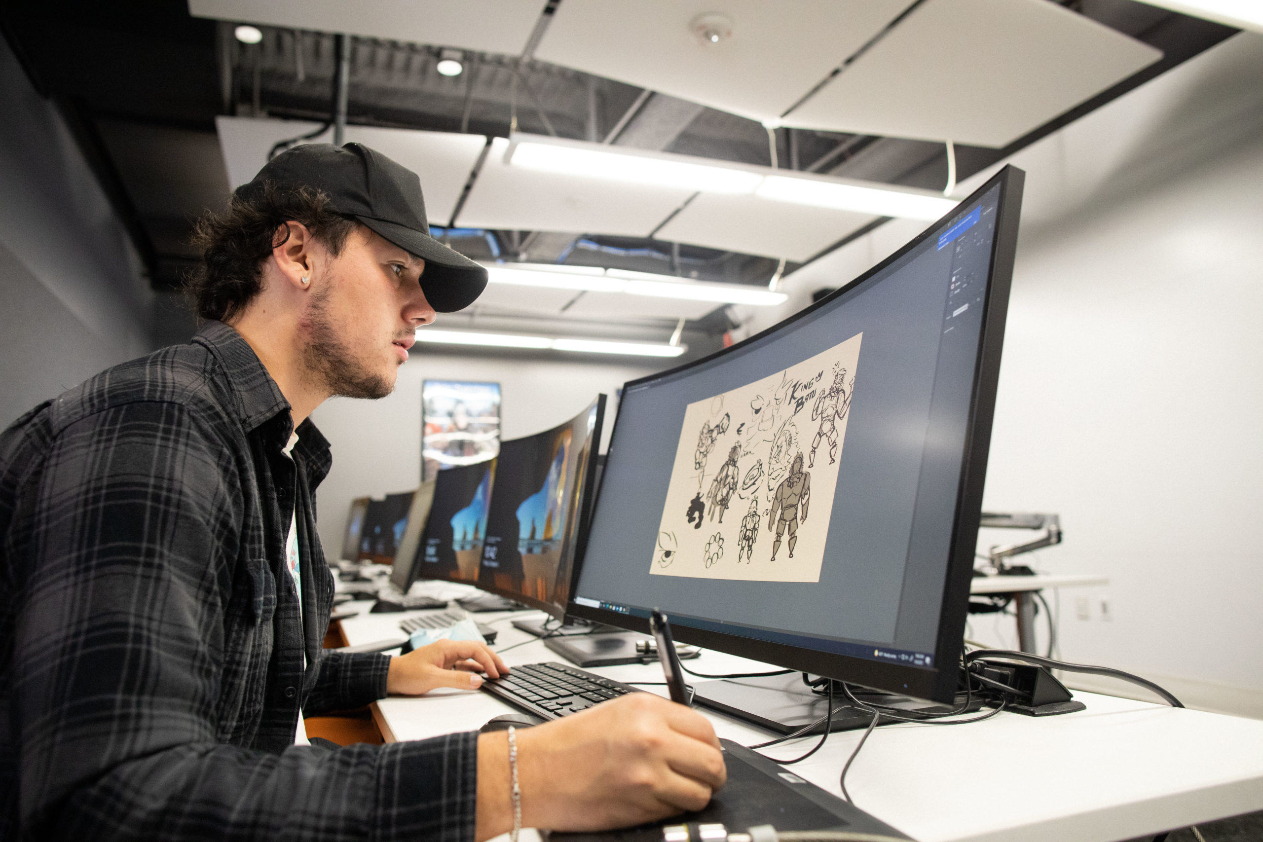 Student working in LMU’s animation lab