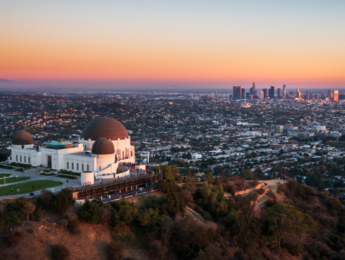 photo of Los Angeles skyline with Griffith Observatory in the foreground
