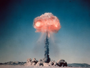 atom bomb explosion and mushroom cloud