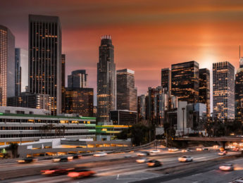 L.A. skyline and freeways