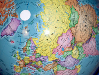 globe showing Russia and China