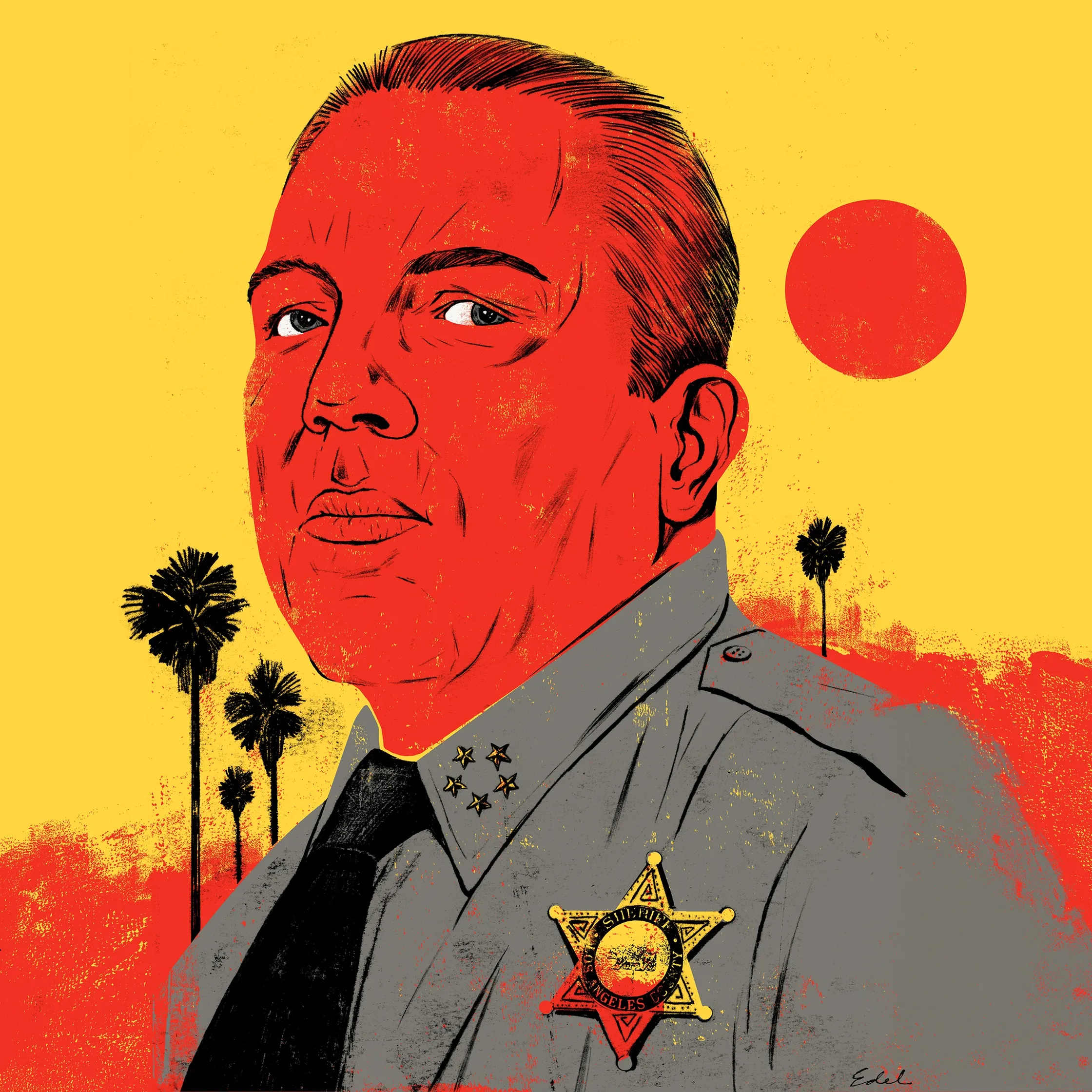 Illustration of LA County Sheriff Alex Villanueva