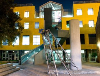 Claes Oldenburg's Toppling Ladder with Spilling Paint sculpture at LMU Loyola Law School