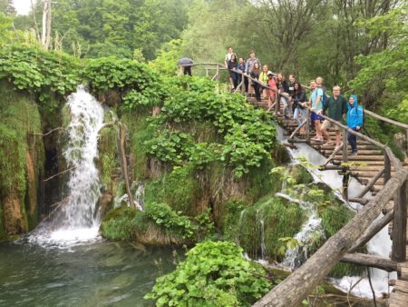 Students visiting Plitvice National Park, which is also the war affected area and hometown of Petra Taylor