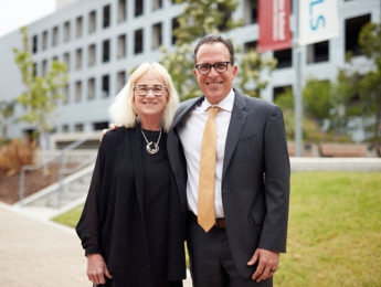 Therese Maynard, Ph.D., and Dean Michael Waterstone at LMU Loyola Law School