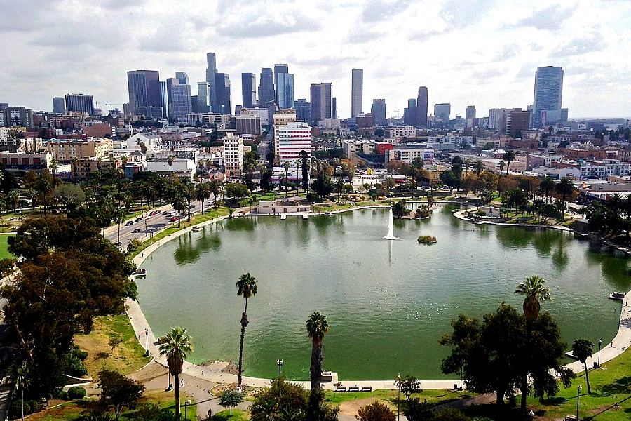 View of Los Angeles from McArthur Park