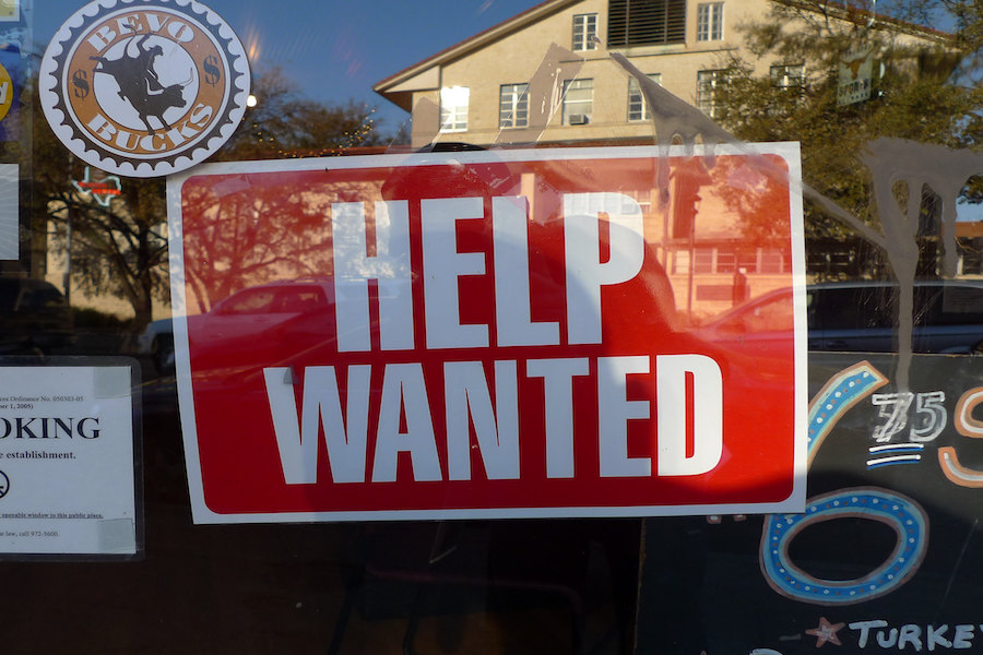 Help wanted sign in a window