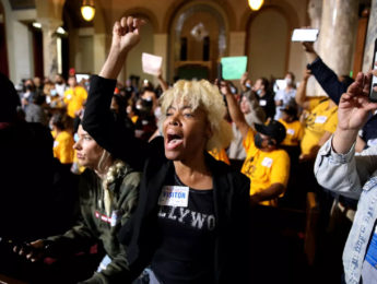 Protesters in LA council chambers