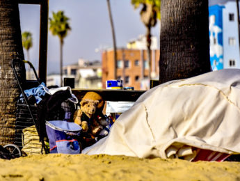 homeless encampment at the beach