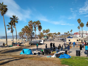 Homeless individuals at Venice Beach