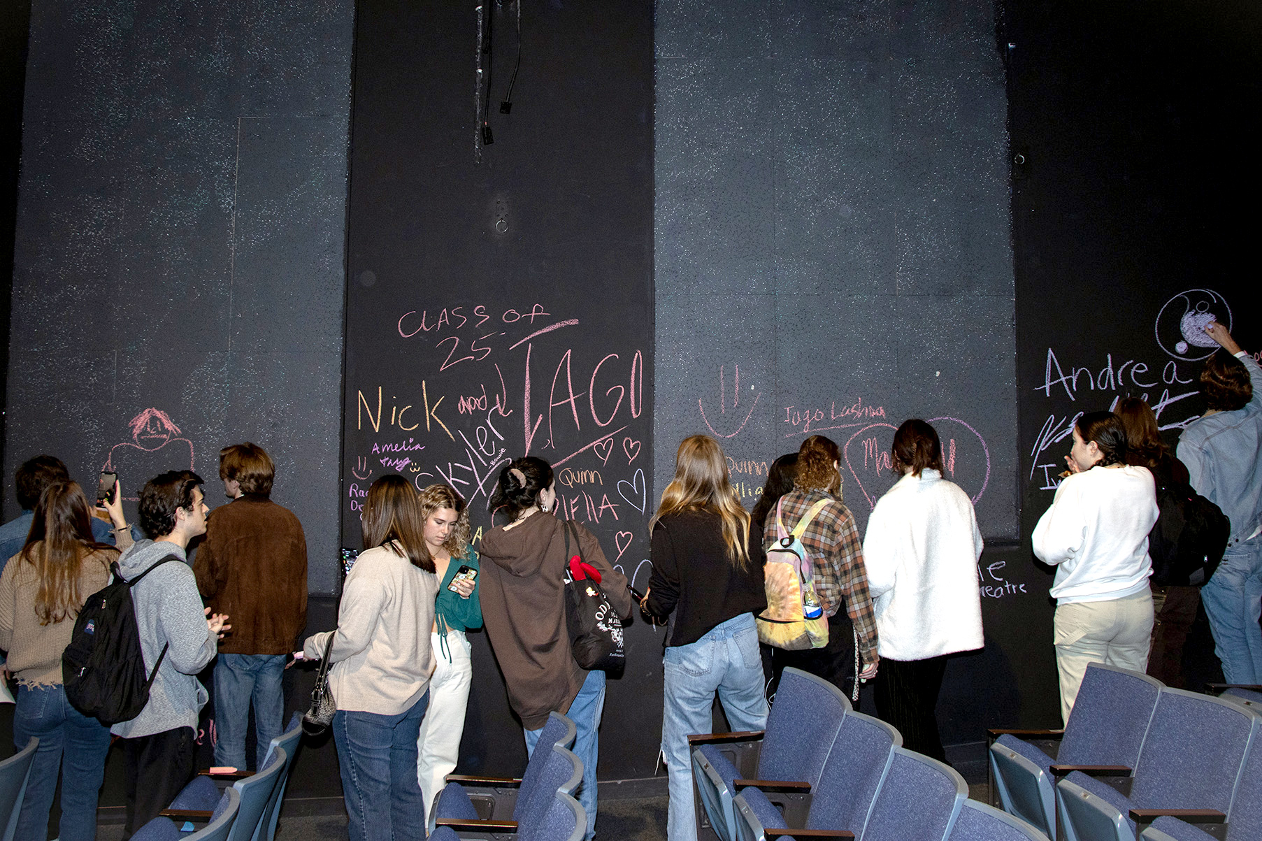Participants were invited to write reflections and remembrances on the walls of the theatre