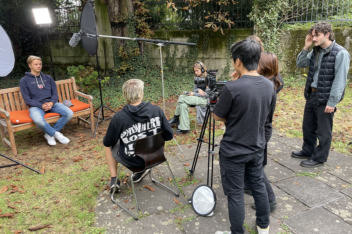 Students shooting a film