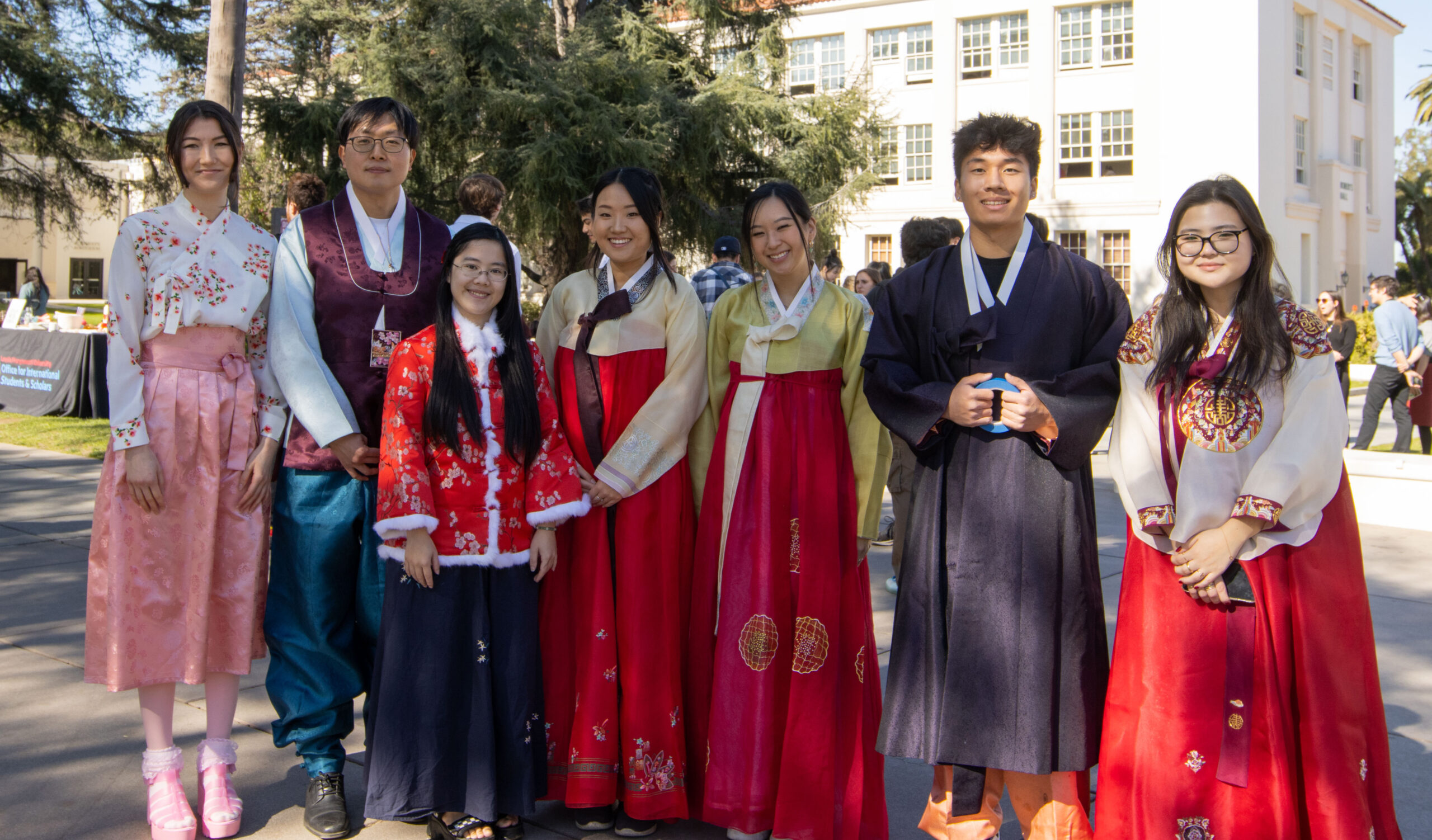 Students, staff, and faculty dress in traditional clothing to celebrate the Lunar New Year.