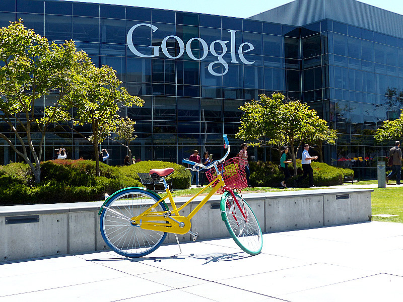bicycle in front of Google building