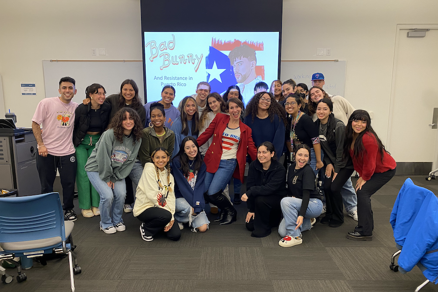Professor Vanessa Díaz and students in the Spring 2023 “Bad Bunny and Resistance in Puerto Rico” course.