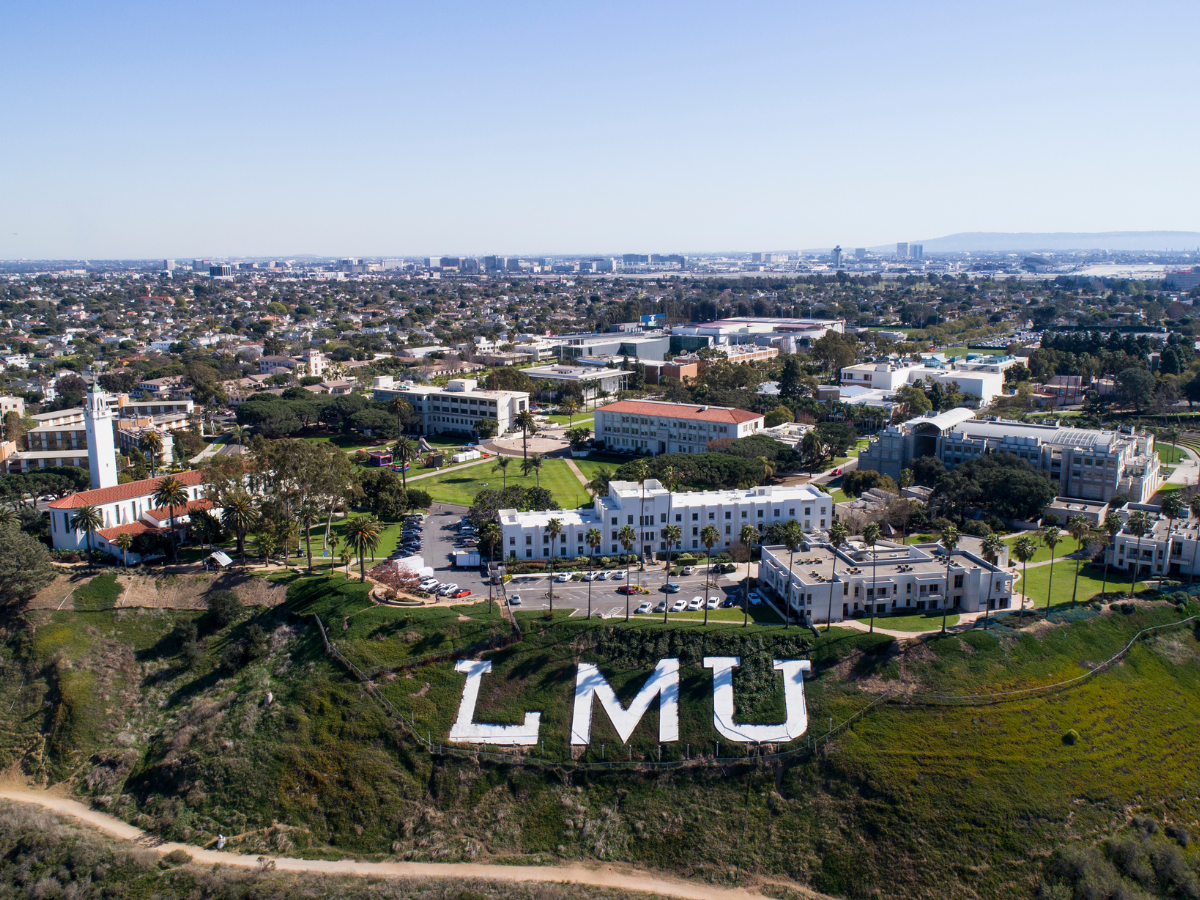 An aerial image of the LMU campus.