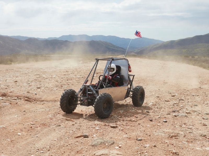 Student testing an off-road vehicle