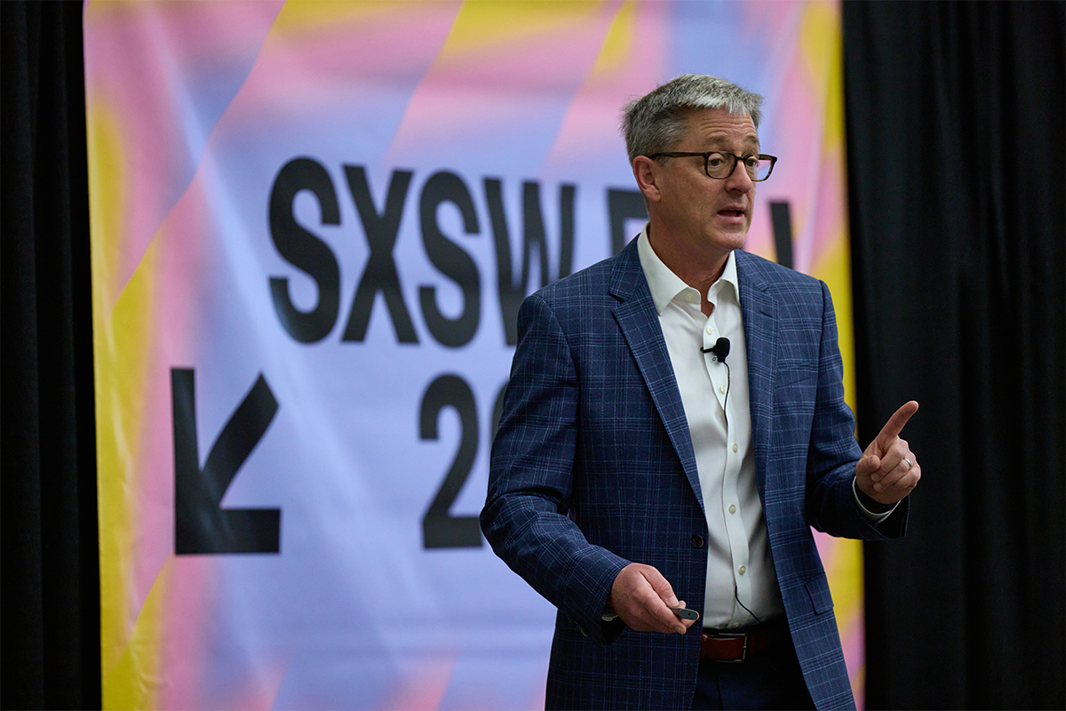 President Timothy Law Snyder presenting at SXSW