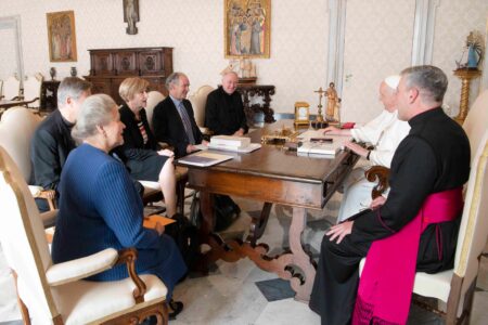 The International Bioethics Group in a meeting with Pope Francis