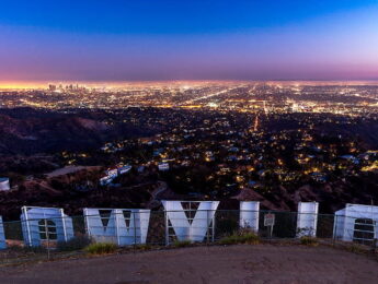 back of the Hollywood sign
