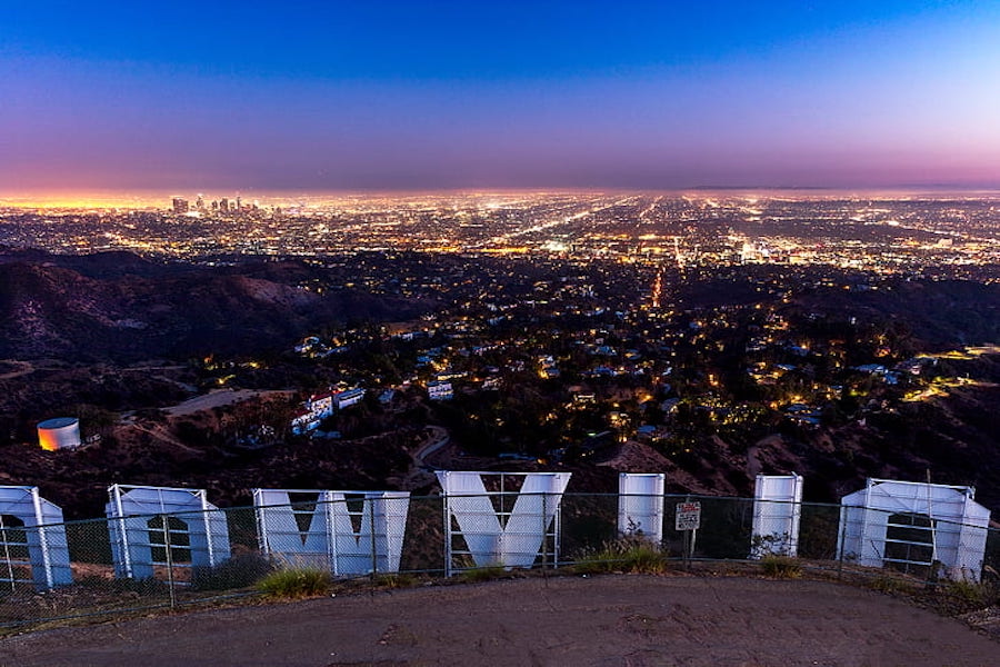 back of the Hollywood sign
