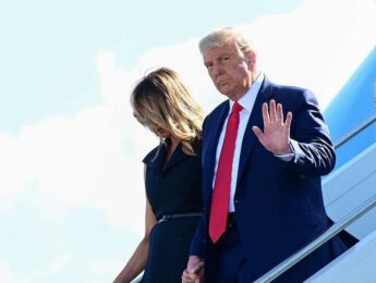 Donald and Milania Trump leaving Air Force One