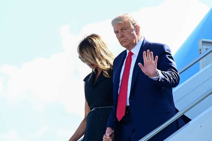 Donald and Milania Trump leaving Air Force One