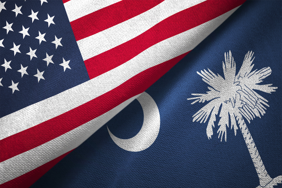 South Carolina state and United States flag together realtions textile cloth fabric texture