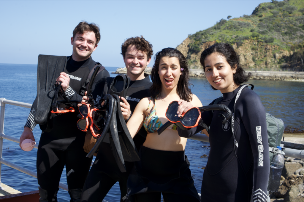Students go snorkeling in the ocean near Catalina Island during the first OAR day trip.