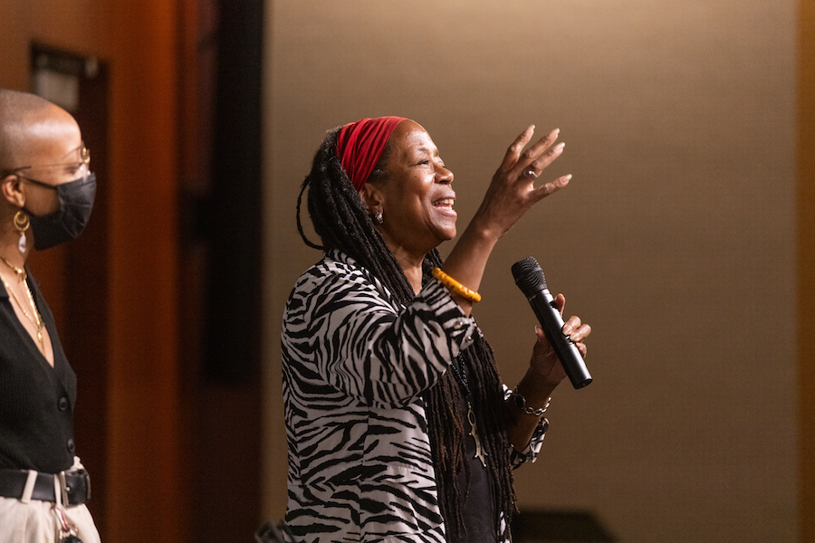 Kim Harris led the audience in "Call and Response."
