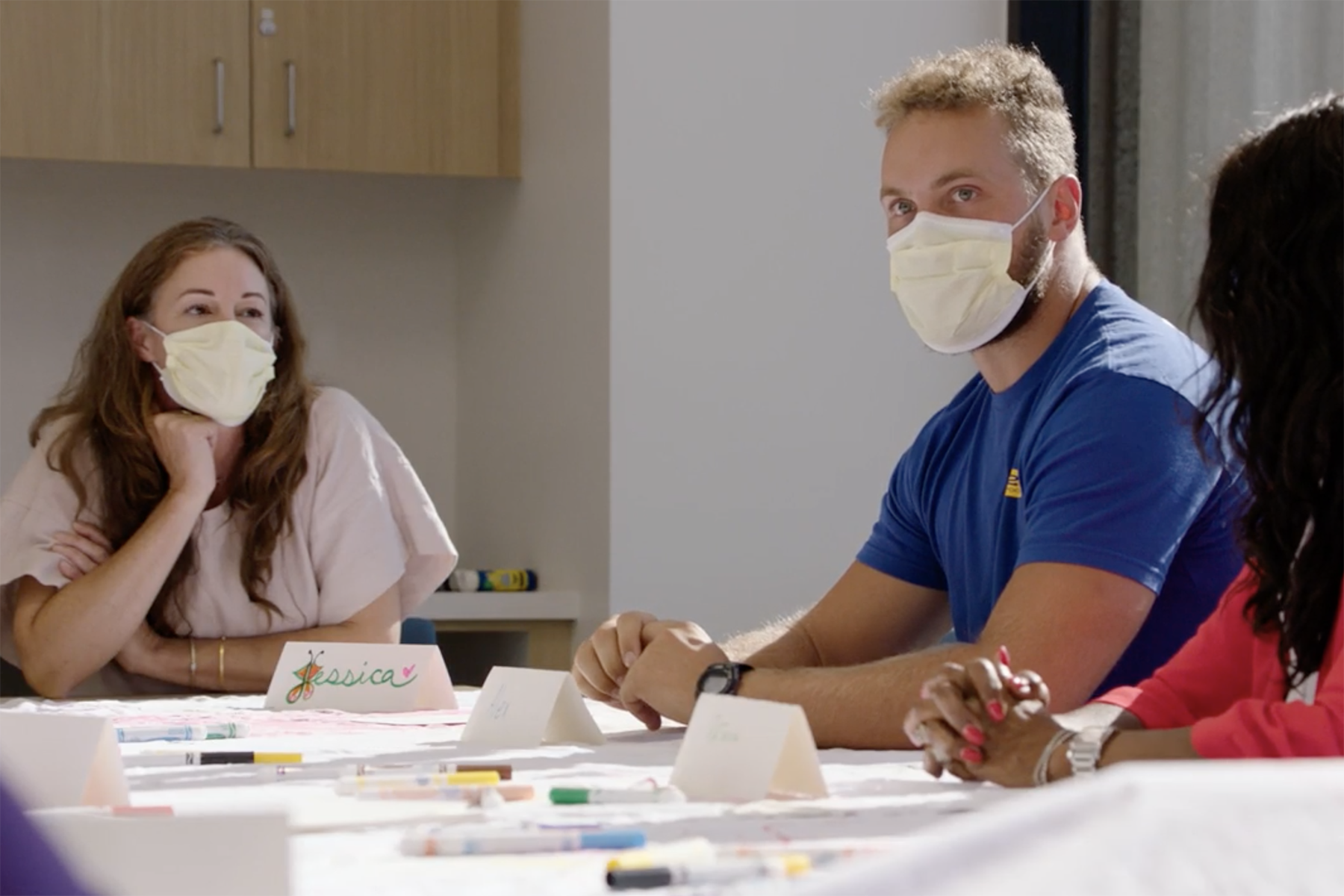 LA Rams rookie Alex Ward participates in an art therapy group